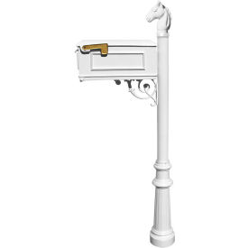 Equine Mailbox, No Address Plates with Horsehead Finial & Decorative Fluted Base, White