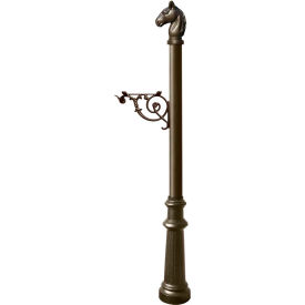 Equine Post Only w/Support Bracket, Horsehead Finial & Decorative Fluted Base, Bronze