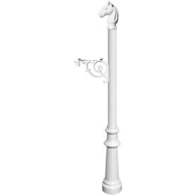 Equine Post Only with Support Bracket, Horsehead Finial & Decorative Fluted Base, White