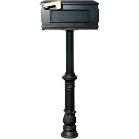The Hanford Single Post With Ornate Base & Lewiston Mailbox