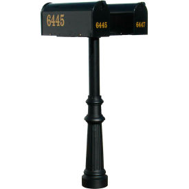 The Hanford Twin Post With Fluted Base & E1 Economy Mailbox
