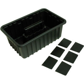 Plastic Tote w/6 Dividers, Black