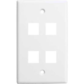 Quad (4) Port Keystone Wall Plate (Flush) White
