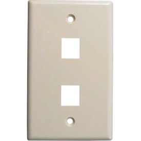 Vertical Cable, Double (2) Port Keystone Wall Plate (Flush) Almond