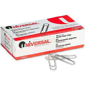 Non-Skid Paper Clips, Wire, Jumbo, Silver, 100/Box, 10 Boxes/Pack