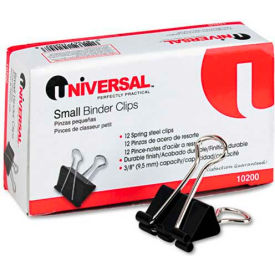 Small Binder Clips, Steel Wire, 3/8" Capacity, 3/4" Wide, Black/Silver, Dozen
