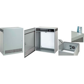 T1Flo Vented Enclosure with Fan, 130 CFM, 34.00X24.00X12.75, Steel/Gray