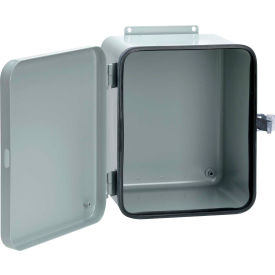 Junction Box, Hinged Cover, Contoured, Type 12, 12.00X10.00X8.00, Steel/Gray