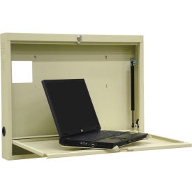 Turntable Laptop Wall Desk, Key Lock, Beige
