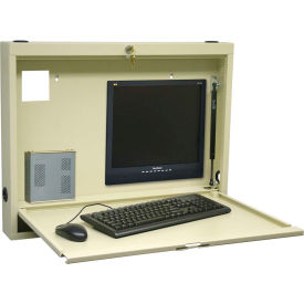 Compact Informatics Wall Desk, Key Lock, Light Gray