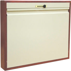 Elite Full Size Wood Frame Wall Desk, Manual Close, Combination Lock, Beige/Oak
