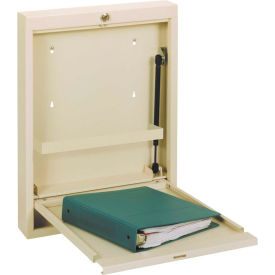 Slim Line Half Size Wall Desk, Self Close, Key Lock, Beige