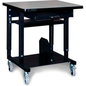 Small Mobile Computer Station, 36"W x 24"D x 33-1/2"H, Black
