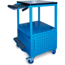 Enclosed Bottom Computer Cart, 30"W x 24"D x 40"H, Blue