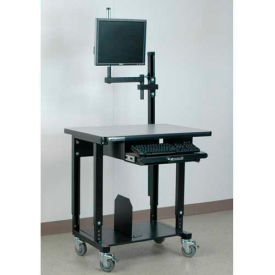 Mobile Computer Station with Monitor Arm, 36"W x 24"D x 33-1/2"H, Blue