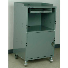 Mobile Computer Cabinet, 27"W x 24"D x 50"H, Gray