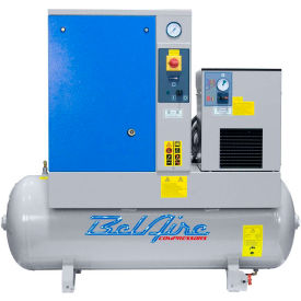5HP Rotary Screw Air Compressor, 60 Gallon, Horizontal, 150 PSI, 16.6 CFM, 1-Phase 208-230V