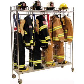 4 Section Mobile Gear Storage Rack Locker, 72"W x 21"D x 79"H, Chrome, Unassembled
