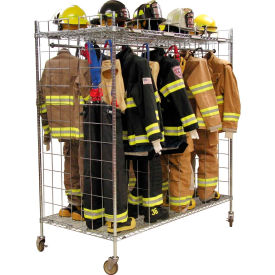 6 Section Double Sided Mobile Gear Storage Locker, 72"Wx36"Dx79"H, Chrome, Unassembled