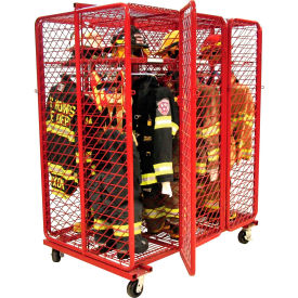 Mobile Storage Locker, 24" 12 Sections, 75-1/4"W x 40"D x 79"H, Red, Unassembled