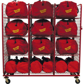 Gear Storage Bag Locker, 3 Sections, 76"W x 32"D x 81"H, Red, Unassembled