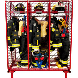 Gear Storage Rack Locker, 12 Sections, 75-1/4"W x 40"D x 79"H, Red, Unassembled