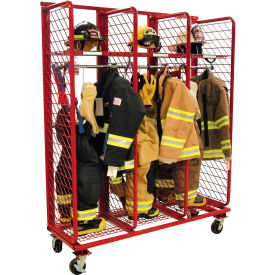 Mobile Locker w/ Security, 3 Sections, 63-1/4"W x 20"D x 79"H, Red, Unassembled