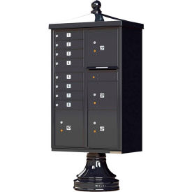Vital Cluster Box Unit w/Vogue Traditional Accessories, 8 Mailboxes & 4 Parcel Lockers, Black
