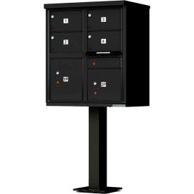 Cluster Box Unit, 4 Mailboxes & 2 Parcel Lockers, Black