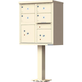 Cluster Box Unit, 4 Mailboxes & 2 Parcel Lockers, Sandstone