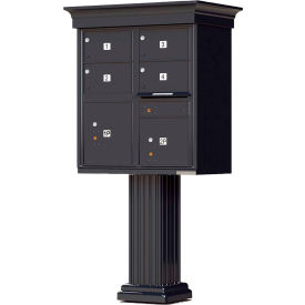 Vital Cluster Box Unit w/Vogue Classic Accessories, 4 Mailboxes & 2 Parcel Lockers, Black