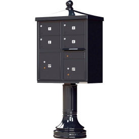 Cluster Box Unit w/Vogue Traditional Accessories, 4 Mailboxes & 2 Parcel Lockers, Black