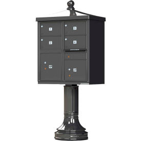 Vital Cluster Box Unit w/Vogue Traditional Accessories, 4 Mailboxes & 2 Parcel Lockers, Dark Bronze