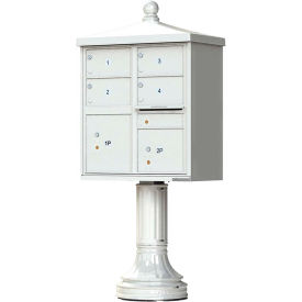 Vital Cluster Box Unit with Vogue Traditional Accessories, 4 Mailboxes and 2 Parcel Lockers, Postal Grey
