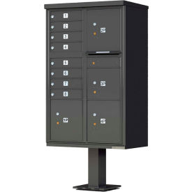 Vital Cluster Box Unit, 8 Mailboxes & 4 Parcel Lockers, Dark Bronze