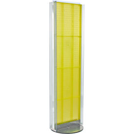 Pegboard Floor Stand with 5" C Channel Sliding, 16"W x 60"H, Yellow, 1 Pc
