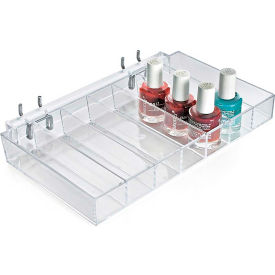 7 Compartment Nail Polish Tray, 10"W x 1.5"H x 7.5"D, Color Clear - Package Quantity 2