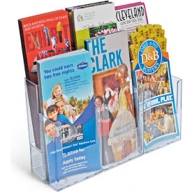 Brochure Holder with 6 Pockets, 12.5"W x 7"H, Clear - Package Quantity 2