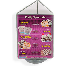 Triple Sided Sign Holder with Red/Black Base, 5" x 7", Clear, 1-Pack