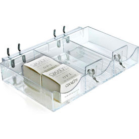 3 Section Tray With Pushers & Tracks - 9.125" x 1.5" x 5.8125" - Clear - Pack of 2