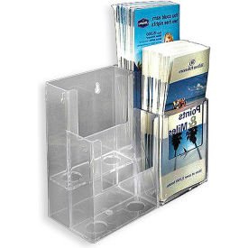 Brochure Holder with 4 Pockets, 8.5"W x 7"H, Clear - Pack of 2