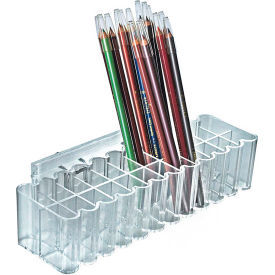 Cosmetic Tray With 24 Slots, 10.25"W x 2.5"H x 3"D, Clear - Package Quantity 2