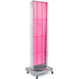 Pegboard Floor Stand with 5" C Channel Sliding, 16"W x 66"H, Pink, 1 Pc