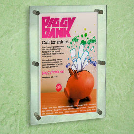 105536, Vert/Horiz Standoff Sign Holder, 24"W x 36"H, Clear, 1-Pack
