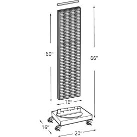 Pegboard Floor Stand, 16"W x 66"H, GN, 1 Pc