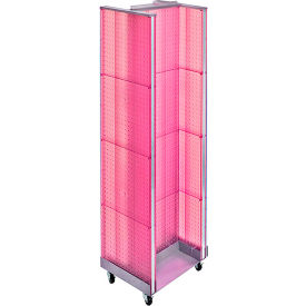 H-Shaped Pegboard Display with Wheel Base, 16"W x 60"H, Pink, 1 Pc