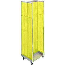 H-Shaped Pegboard Display With Wheel Base, 16"W x 60"H, Yellow, 1 Pc