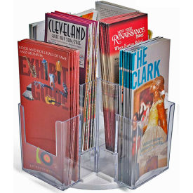 Revolving Brochure Holder with 8 Pockets, 4"W x 7"H, Clear, 1-Pack