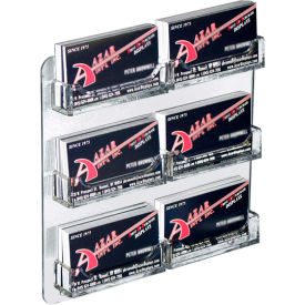 Wall Mount Business Card HLR with 6 Pockets, 8.5"W x 8.5"H, Clear - Pack of 2