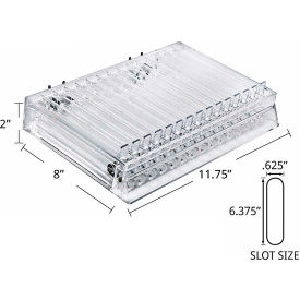 15 Compartment Tray with Pushers & Tracks 11.75"W x 2"H x 8"D - Clear - Pack of 2